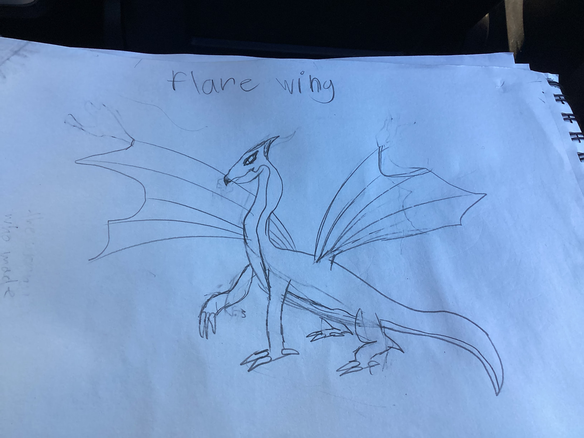Hand-drawn sketch of Flare Wing dragon